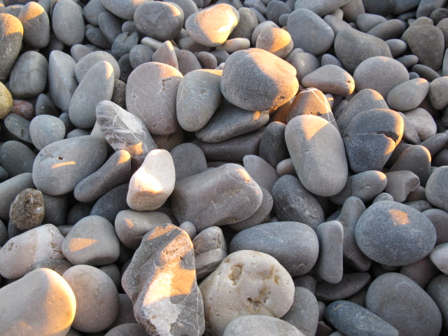 a close-up of smoothed over beach rocks